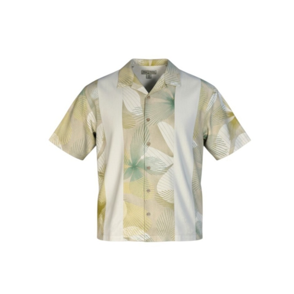 Tommy Bahama Green Yellow Vector Flower Short Sleeve Silk Shirt Mens Size XLarge